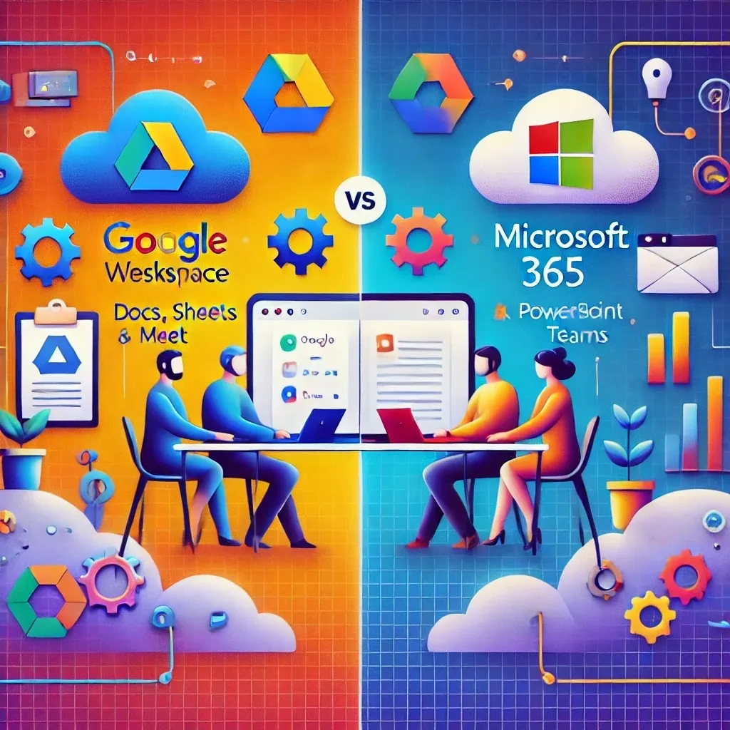 illustration qui représente une comparaison entre Google Workspace et Microsoft 365